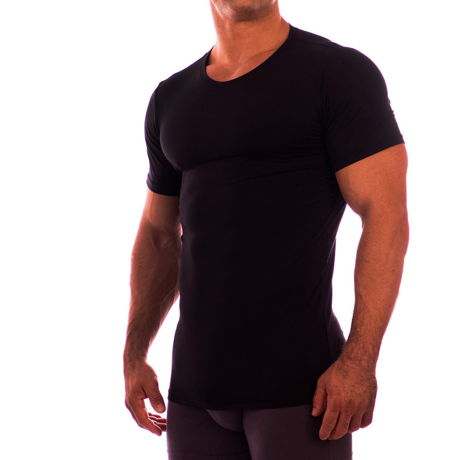 Crew Neck Short Sleeve Undershirt Obviously Apparel Black Small