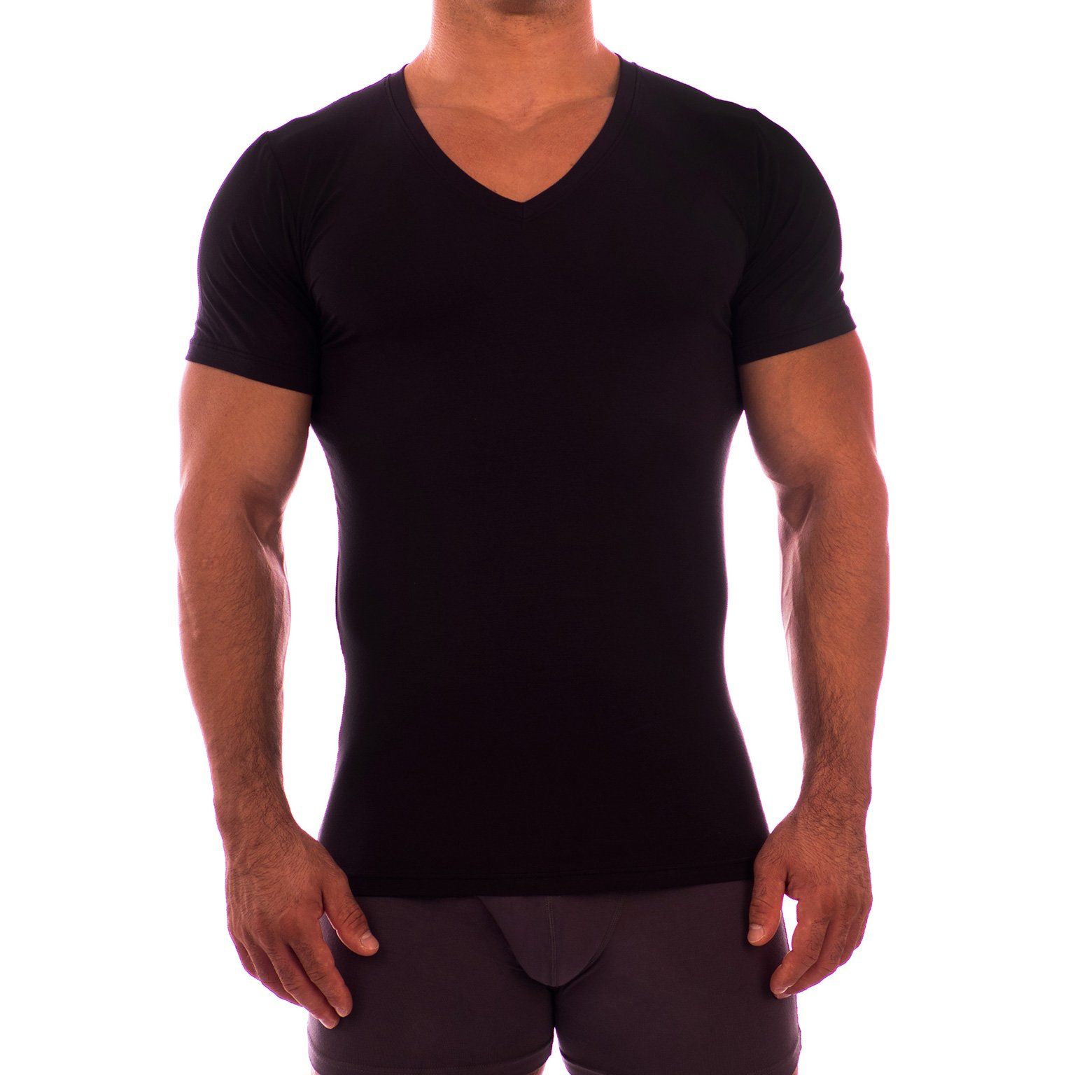 Deep V Neck Short Sleeve Undershirt Obviously Apparel