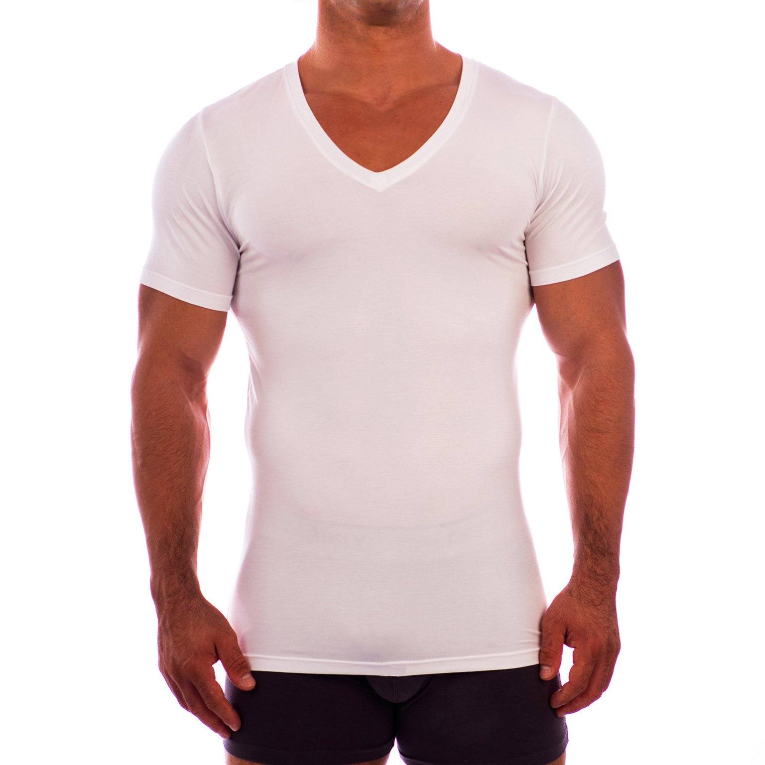 Deep V Neck Short Sleeve Undershirt Obviously Apparel