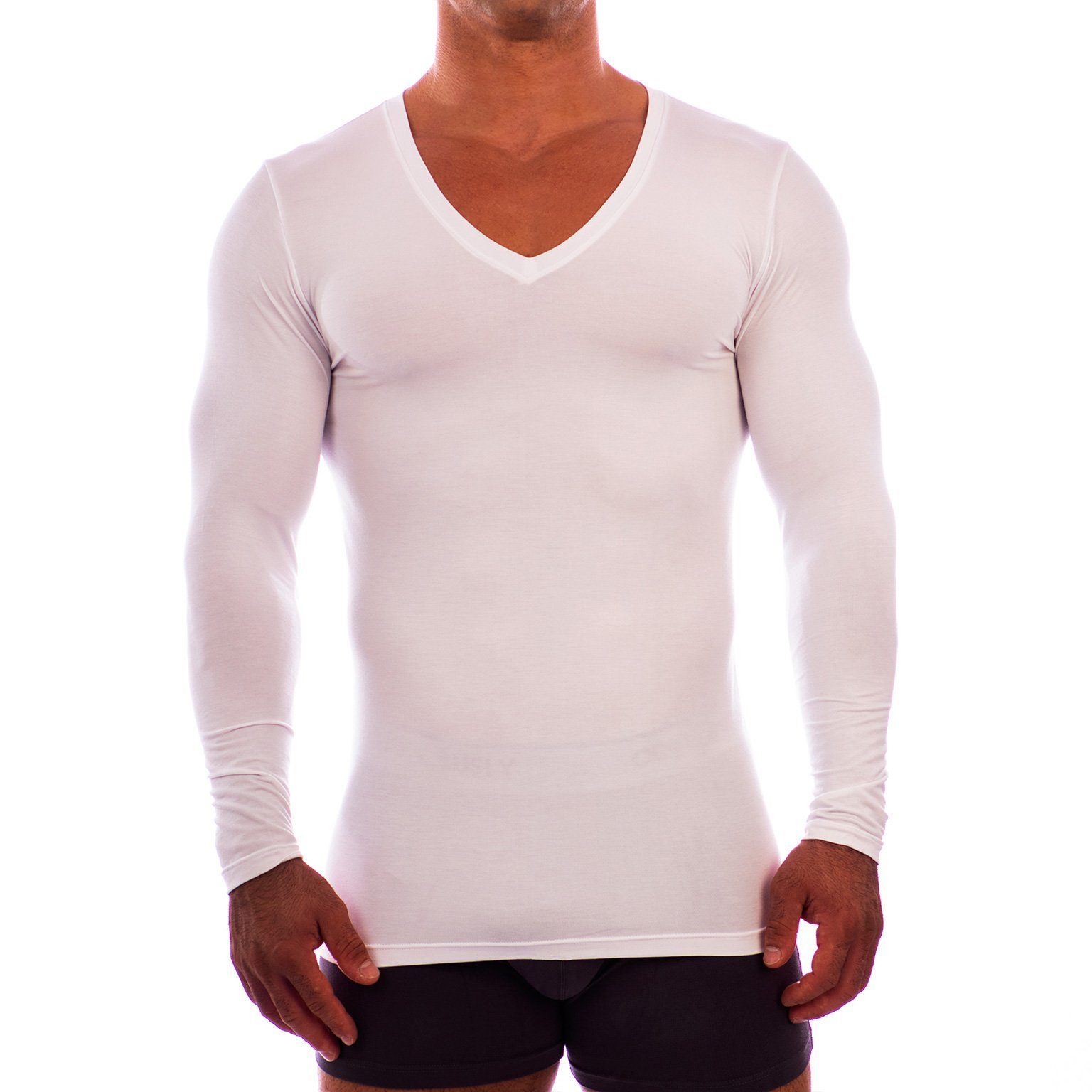 Deep V Neck Long Sleeve Undershirt Obviously Apparel