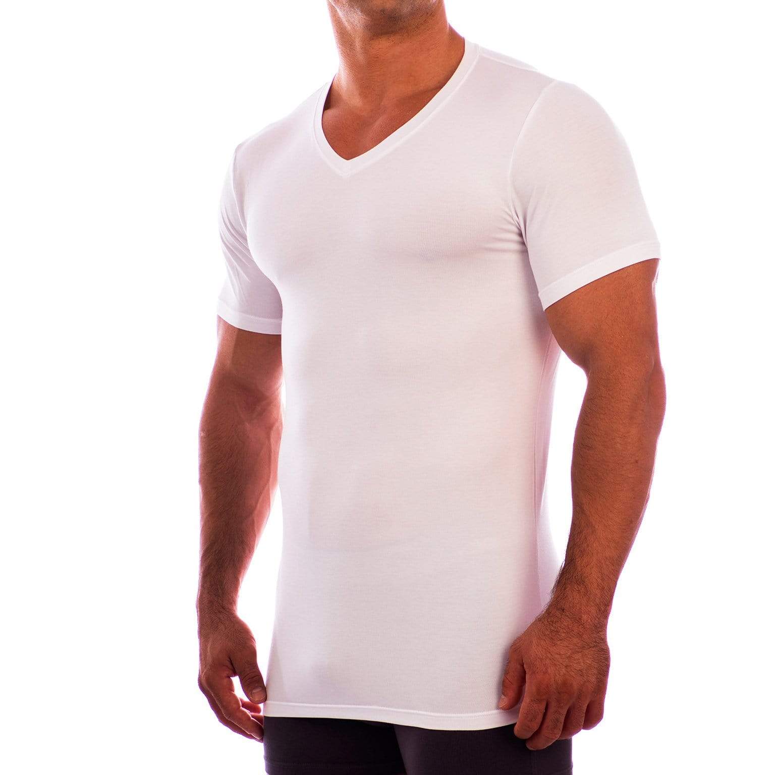 V Neck Short Sleeve Undershirt Obviously Apparel White Small 