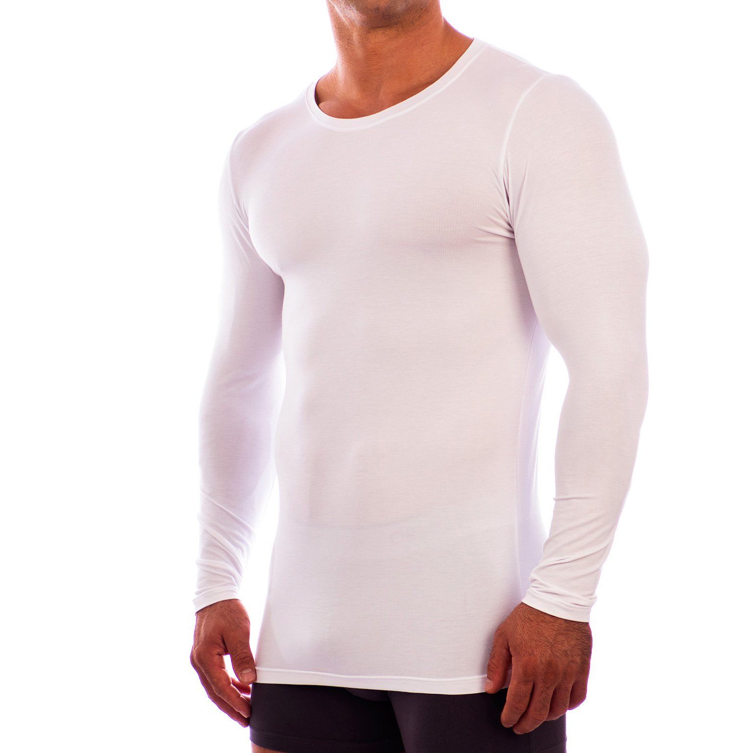 Crew Neck Long Sleeve Undershirt Obviously Apparel White Small 